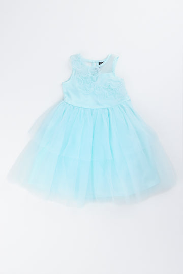 Mint Rosette Flower Trim Dress