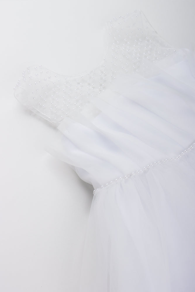 White Mesh Occasion Dress (1)