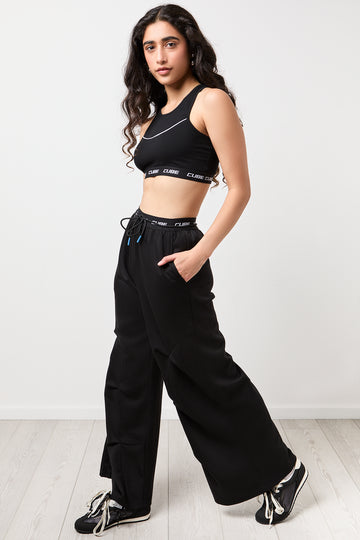 Black Scuba Wide Leg Jogger