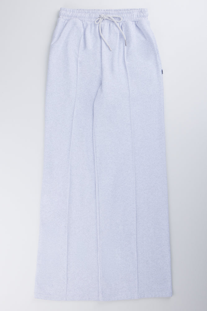 Grey Melange Wide Leg Joggers
