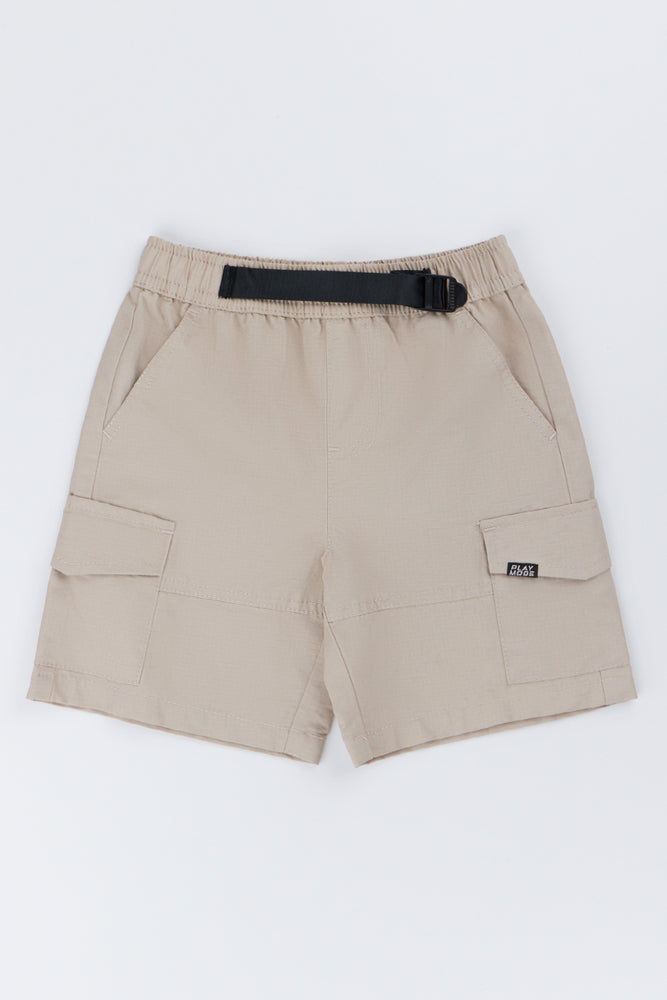 Stone Buckle Trim Cargo Shorts