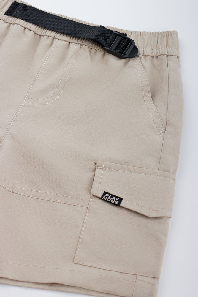 Stone Buckle Trim Cargo Shorts (1)