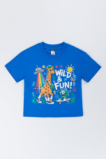 Spur Blue Graphic Print Crew Neck T-Shirt