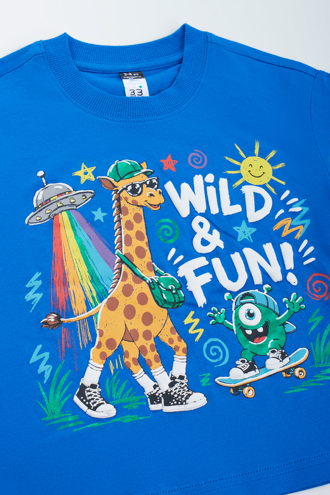 Spur Blue Graphic Print Crew Neck T-Shirt (1)