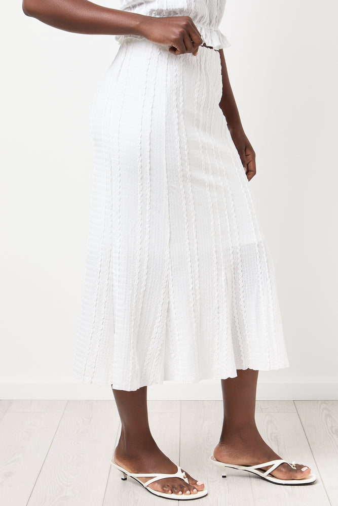 White Textured Flared Skirt (1)