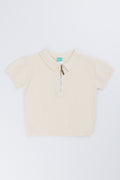Cream Knit Zip Through Golfer