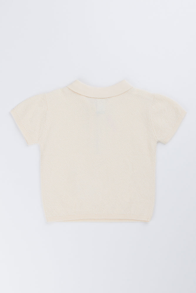 Cream Knit Zip Through Golfer (2)