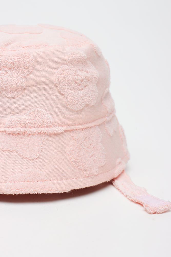 Peach Floral Towelling Bucket Hat (1)