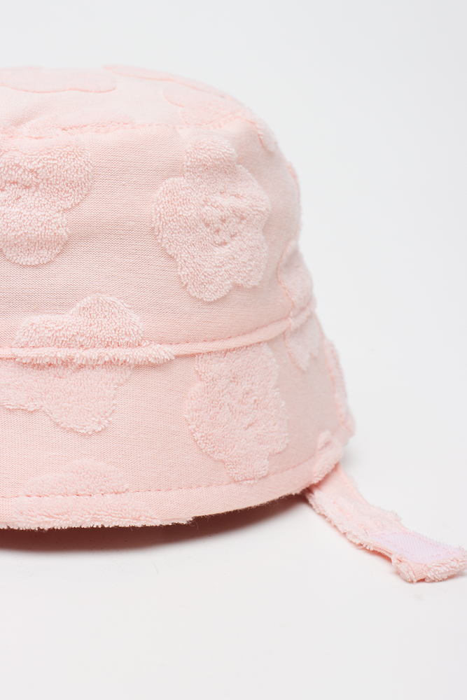 Peach Floral Towelling Bucket Hat (2)