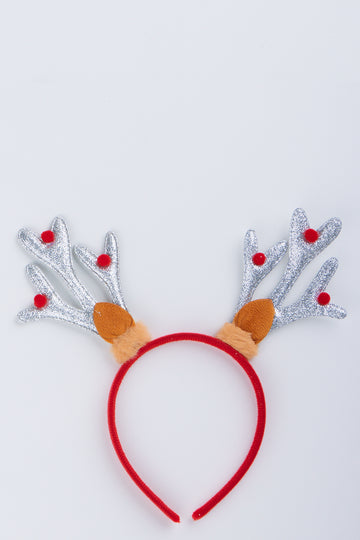Silver Glitter Reindeer Antler Headband