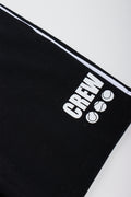 Black Crew Print Fleece Shorts (1)