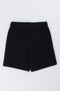 Black Crew Print Fleece Shorts (2)