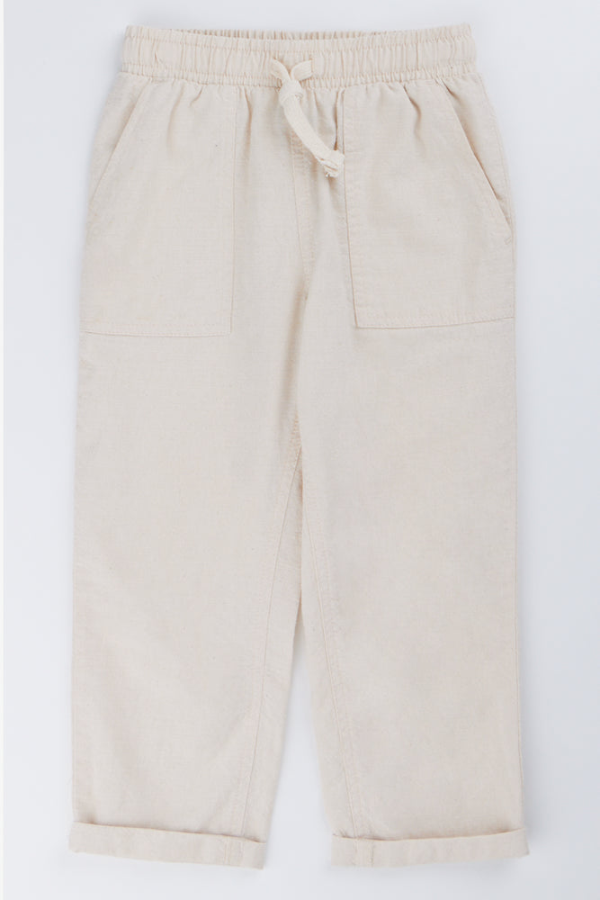 Stone Linen Blend Pull-On Pants