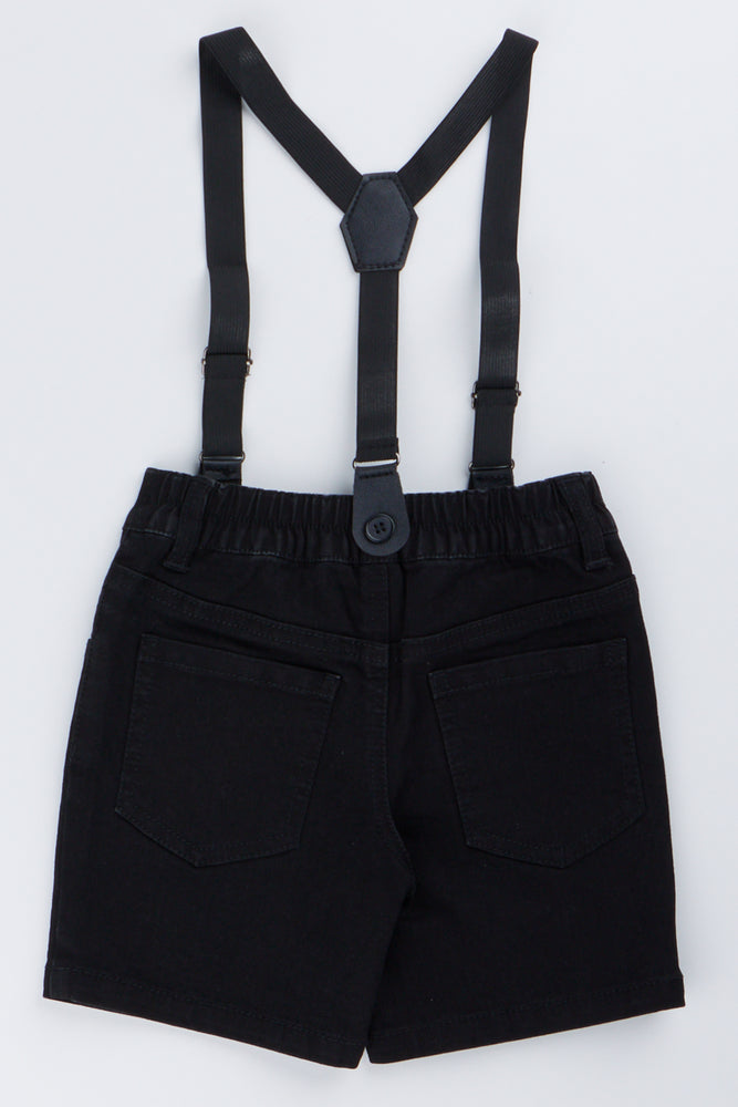 Black Denim Suspenders Shorts (2)