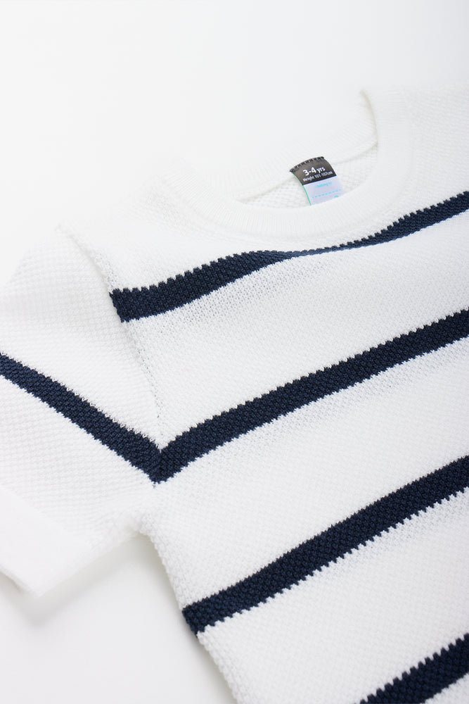 Striped Crew Neck Knit Top (1)