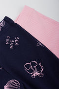 Pink & Navy 2 Pack Ribbed Flare Pants (1)