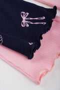 Pink & Navy 2 Pack Ribbed Flare Pants (2)