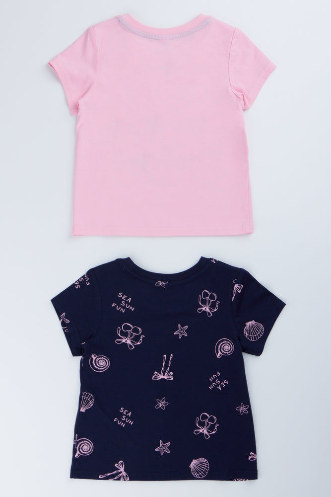 Pink & Navy 2 Pack Mermaid T-Shirts (2)