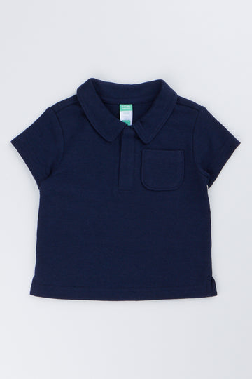 Navy Toweling Baby Golfer Shirt