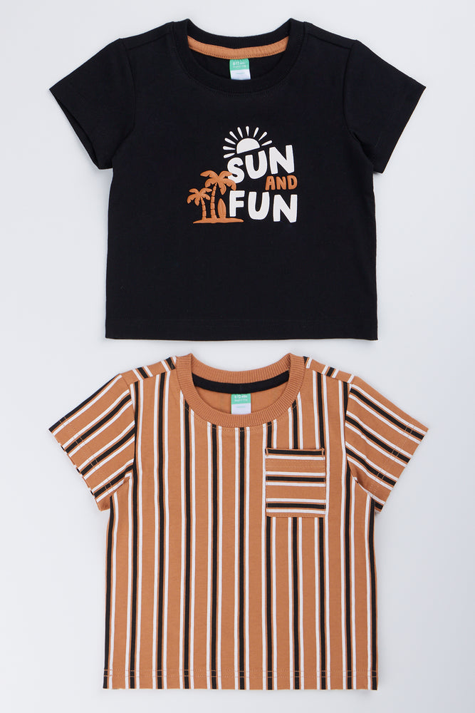 Boys Sun and Stripe T-Shirt Pack
