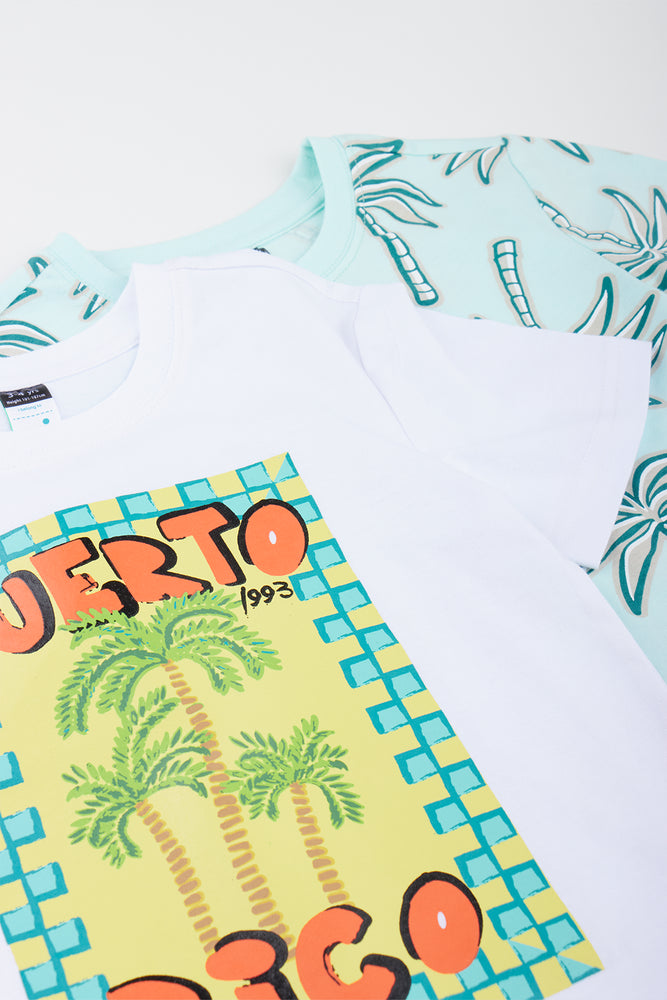 2 Pack Tropical Print T-Shirts (1)