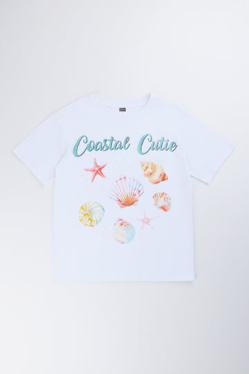 White Coastal Cutie Oversized T-Shirt