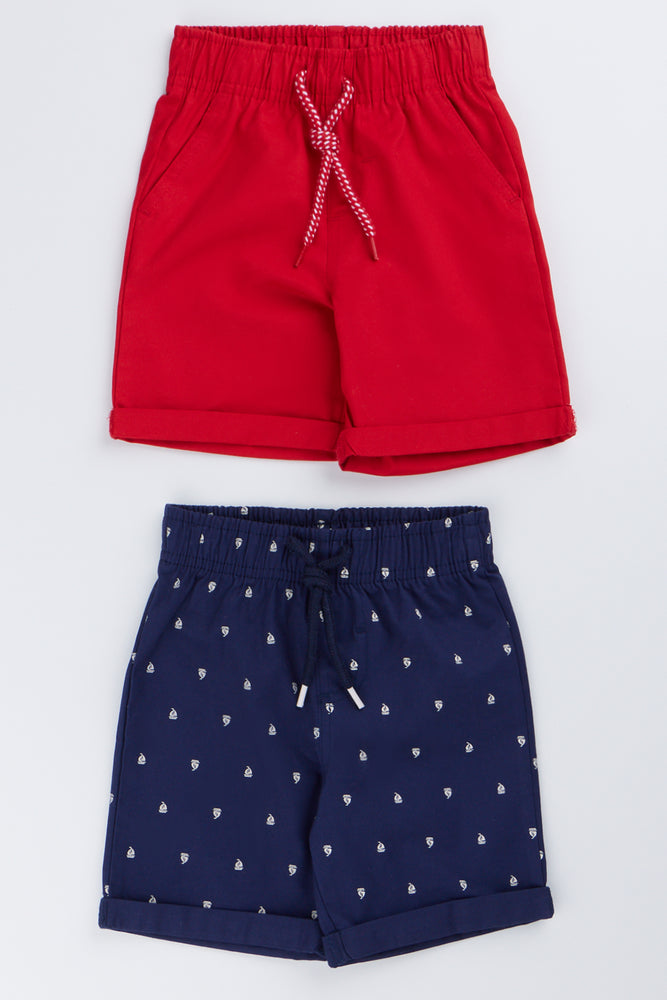 Navy & Red Woven Shorts 2 Pack