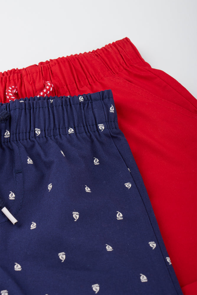 Navy & Red Woven Shorts 2 Pack (1)