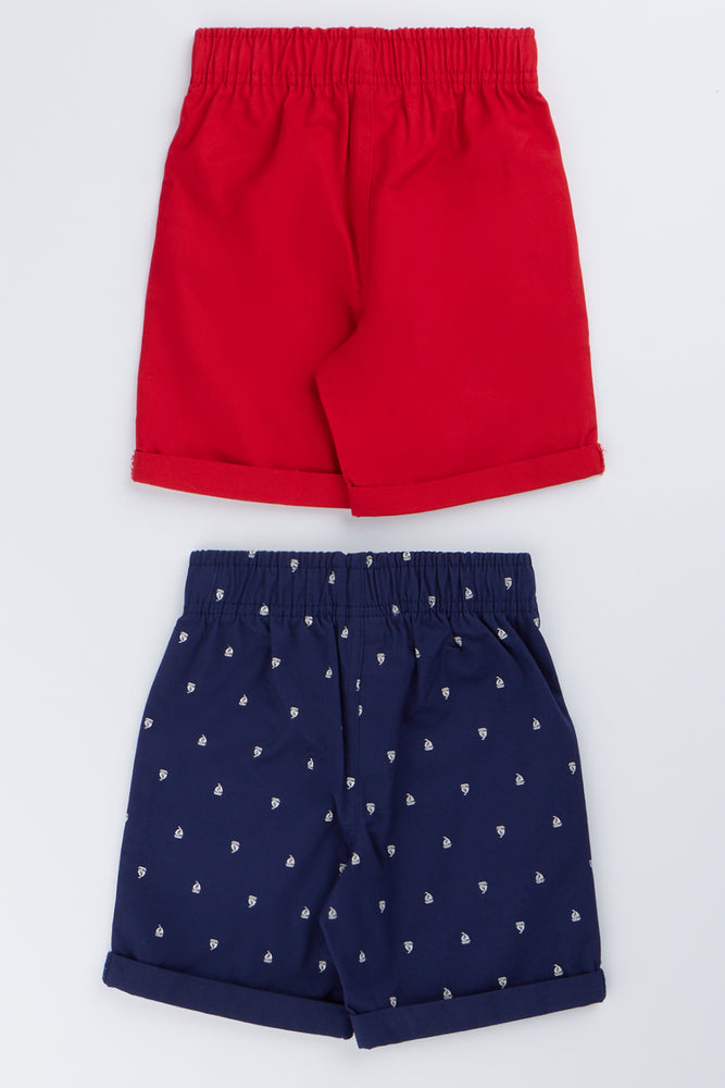 Navy & Red Woven Shorts 2 Pack (2)