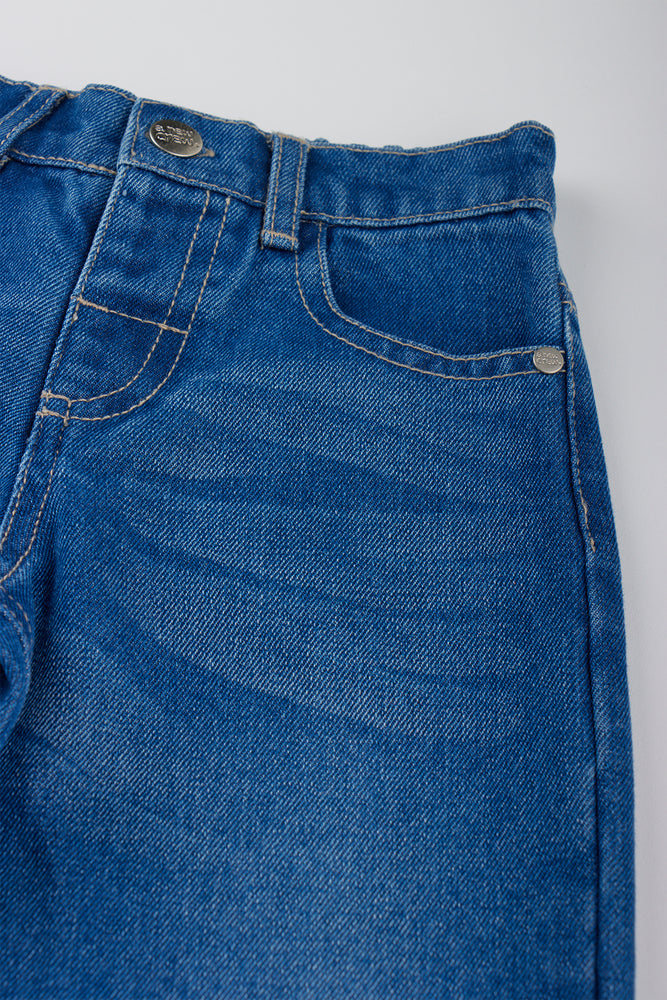 Mid Blue Wideleg Turnup Jean (1)