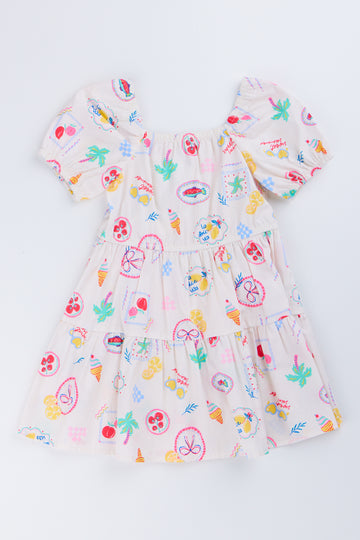 Coastal Print Tiered Dress
