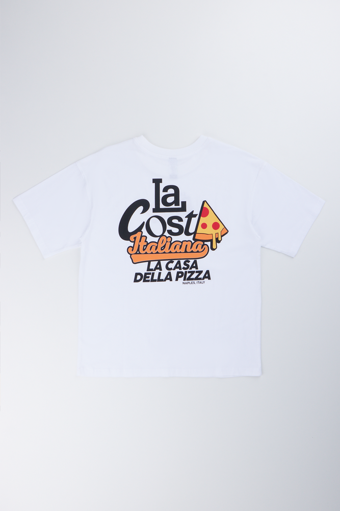 White Printed Pizza Graphic T-Shirt (2)