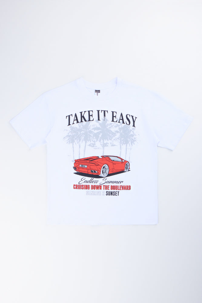 White Take It Easy Graphic T-Shirt