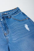 Blue Distressed Denim Jort (1)