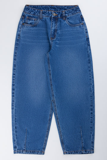 Blue Barrel Leg Jeans