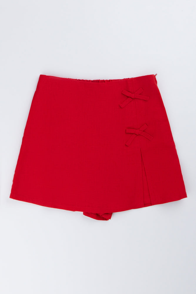 Red Bow Detail Casual Skort