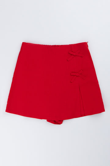 Red Bow Detail Casual Skort