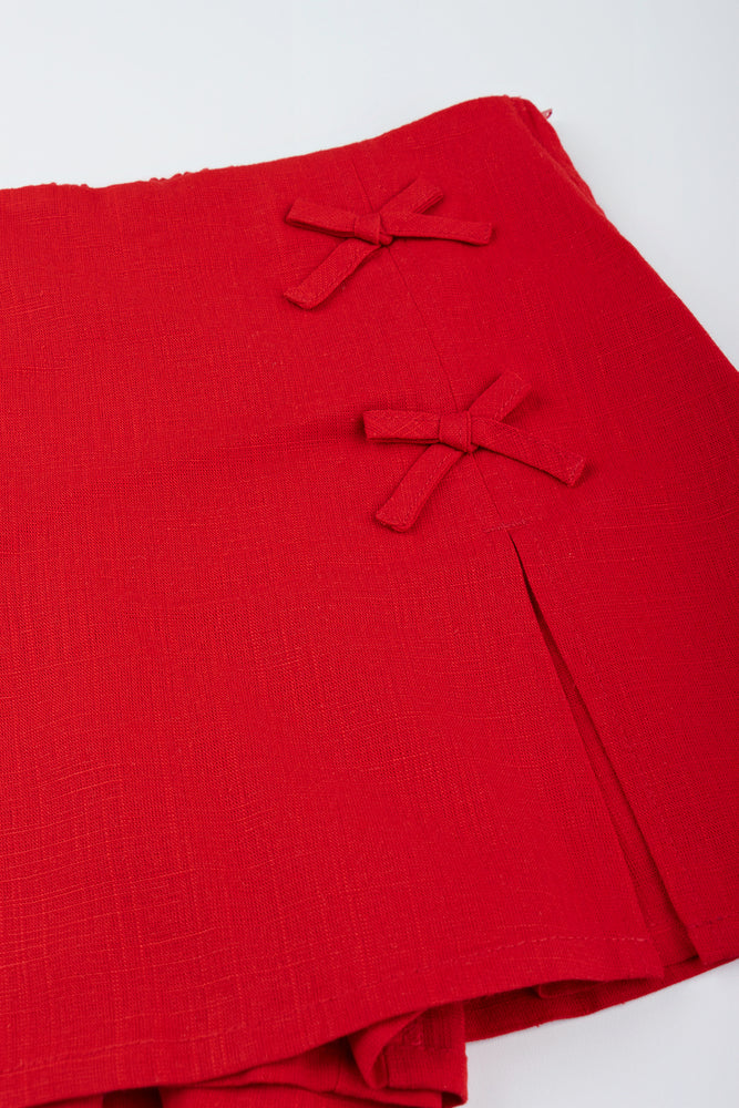 Red Bow Detail Casual Skort (1)