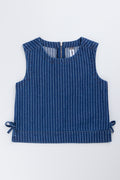 Navy Striped Denim Shell Top