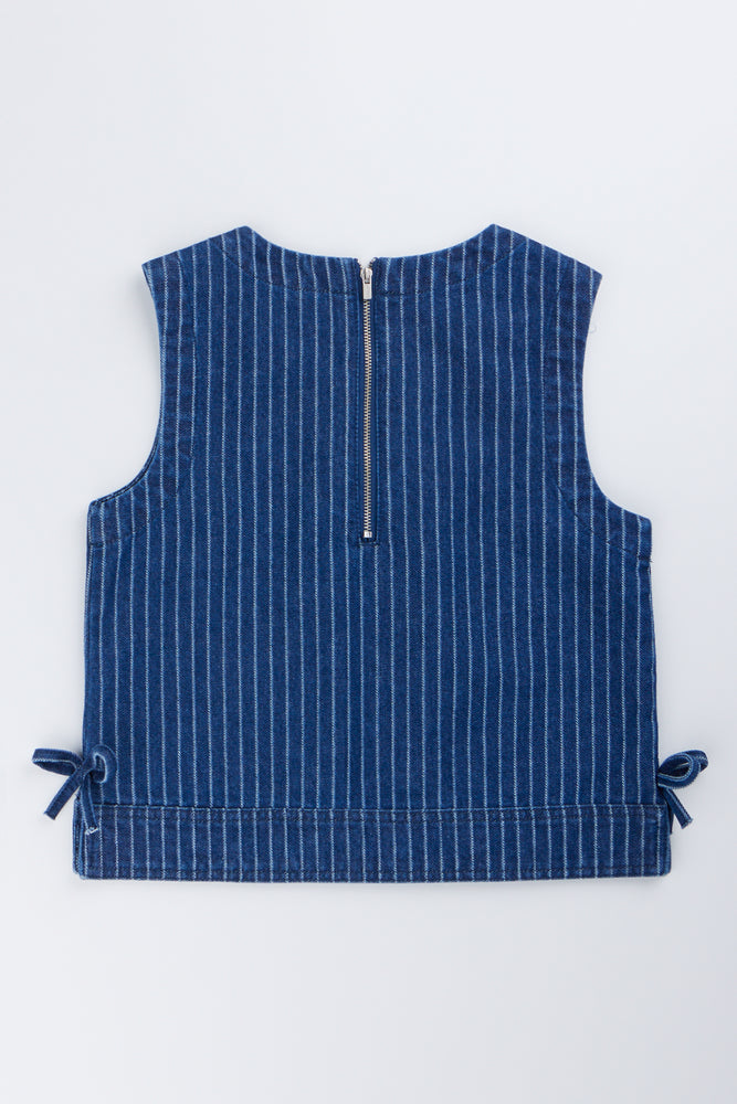 Navy Striped Denim Shell Top (2)