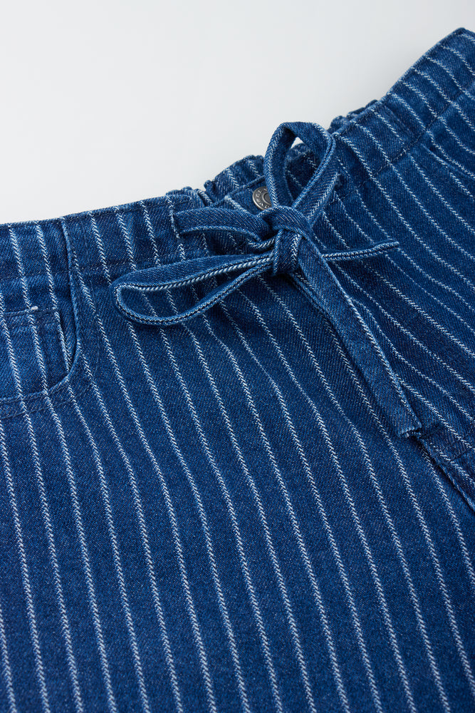 Blue Striped Denim Shorts (1)