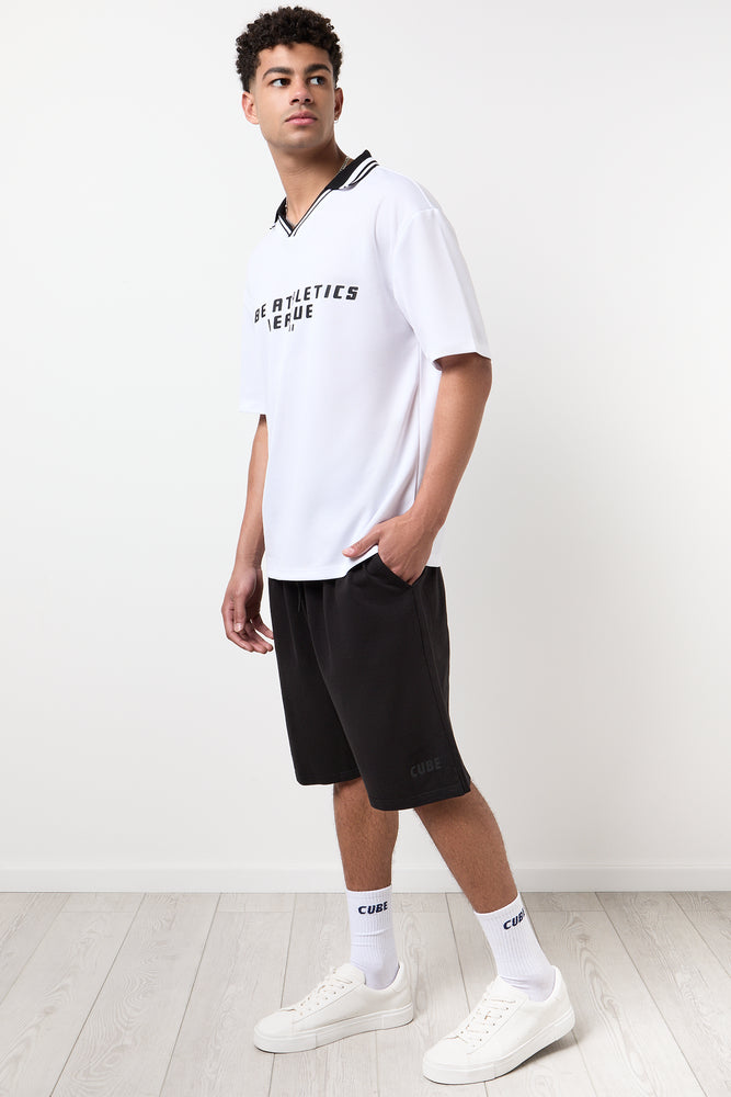 Black Unbrushed Fleece Shorts