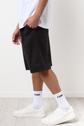 Black Unbrushed Fleece Shorts (1)