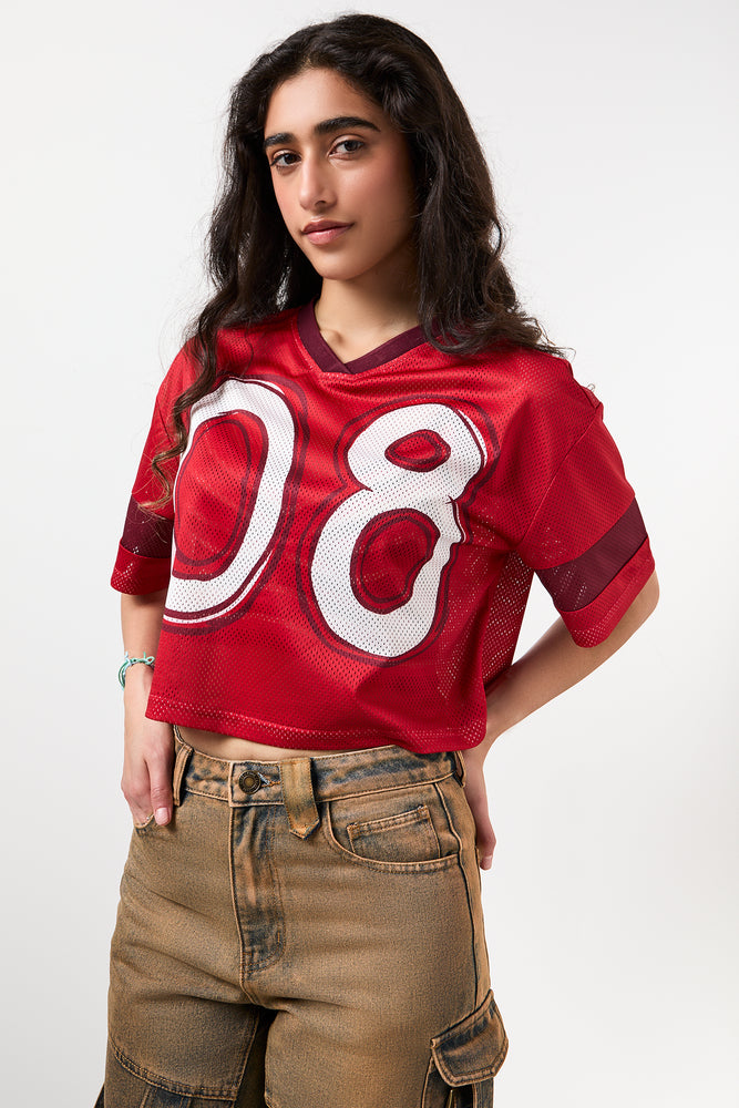 Cropped Mesh Soccer T-Shirt