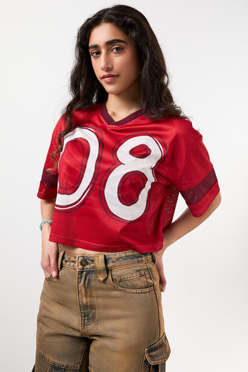 Cropped Mesh Soccer T-Shirt