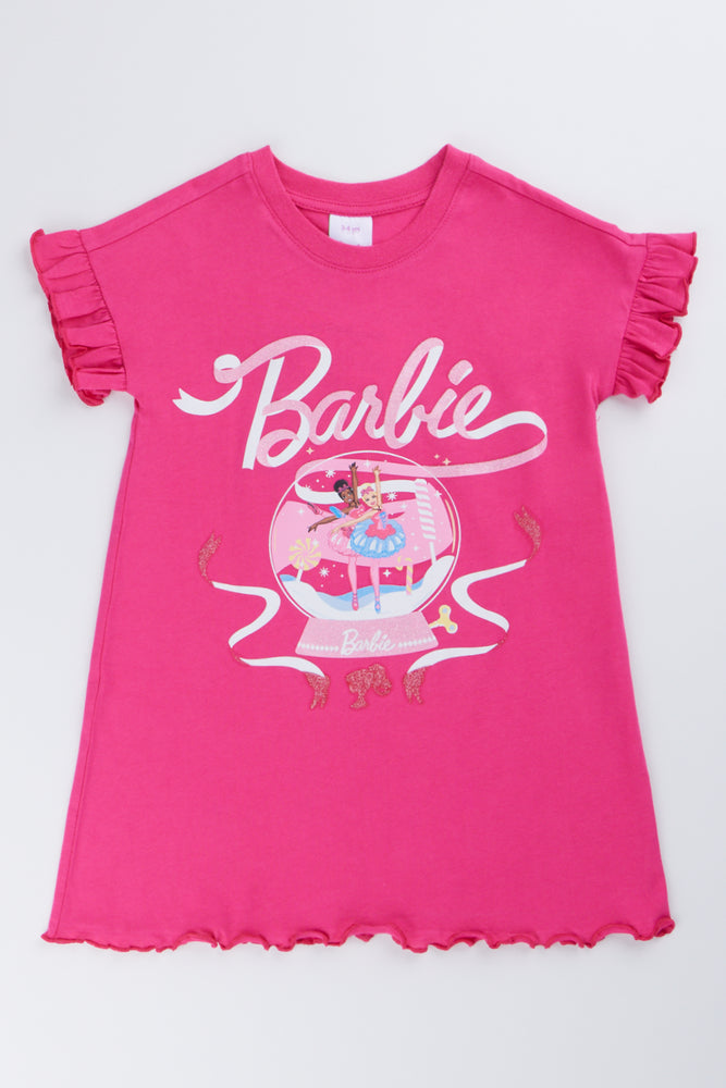Girls Pink Barbie Graphic Sleepshirt