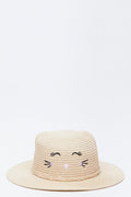 Cat Embroidered Straw Sun Hat
