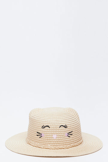 Cat Embroidered Straw Sun Hat