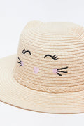 Cat Embroidered Straw Sun Hat (2)
