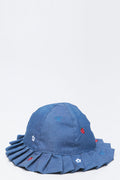 Blue Denim Pleated Hat